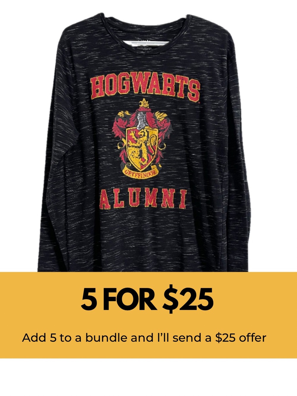 MAD Engine Black Long-Sleeve Hogwarts Alumni Tee with Red & Gold Crest